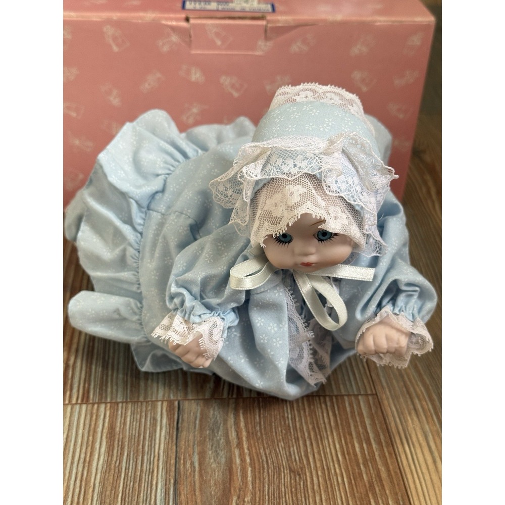 Porcelian Musical Doll 10" Laying Down Plays "Go To Sleep"